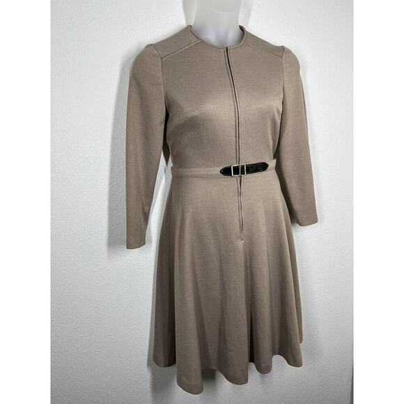 Vintage 1960s Kay Windsor Zip Front Dress Size 12 Belted Secretary Long - Picture 2 of 7